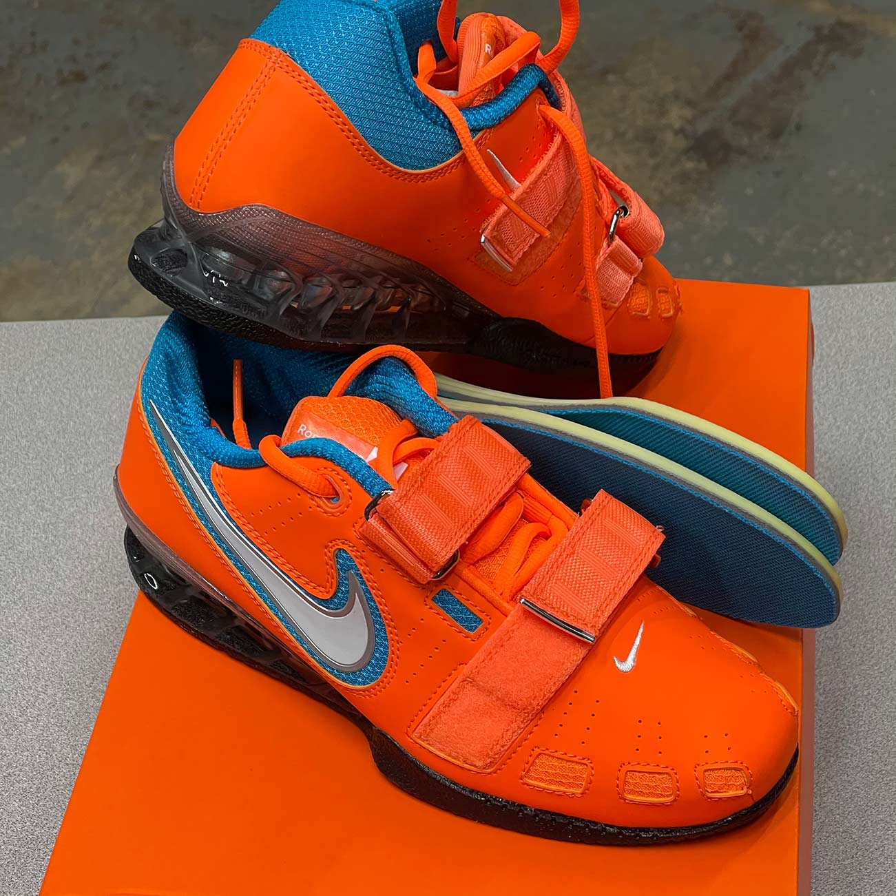 teal and orange sneakers