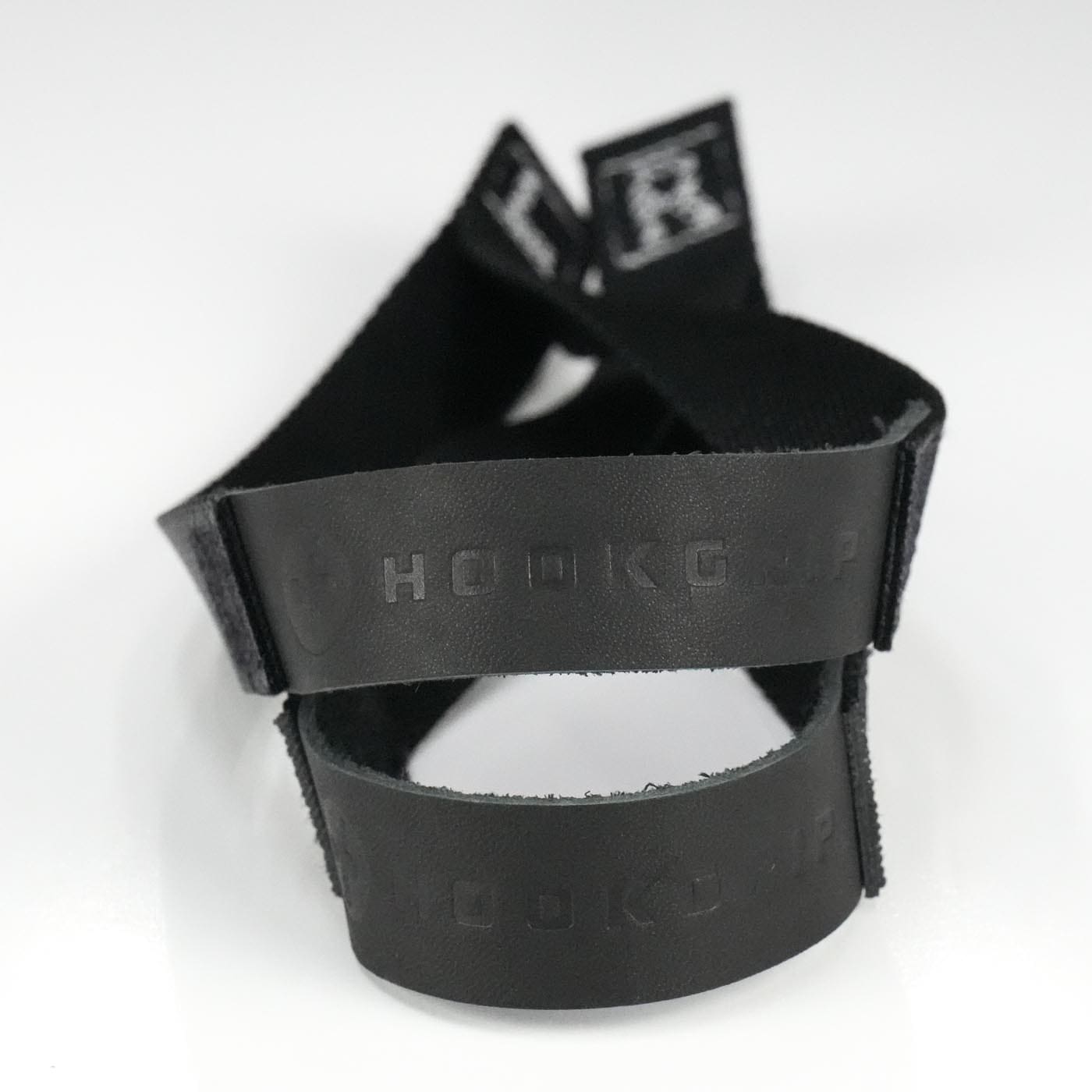 Leather/Nylon Black hookgrip weightlifting straps