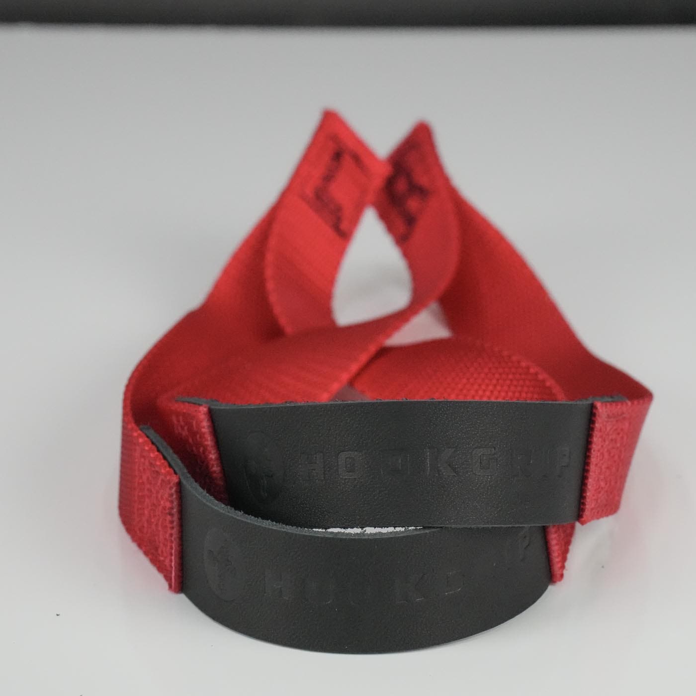 Leather/Nylon Black & Red hookgrip weightlifting straps – hookgrip store